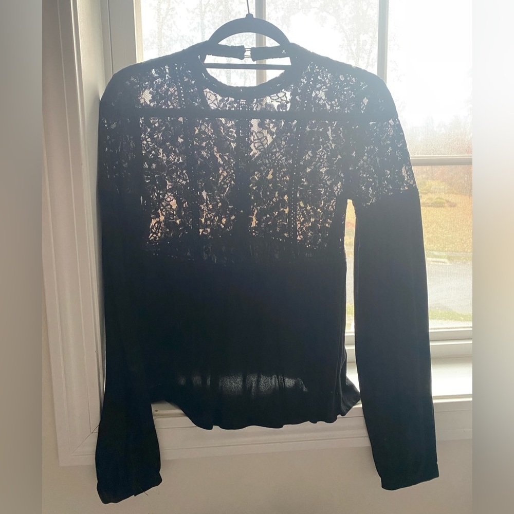 {Forever 21} Black Lace Long Sleeve Top